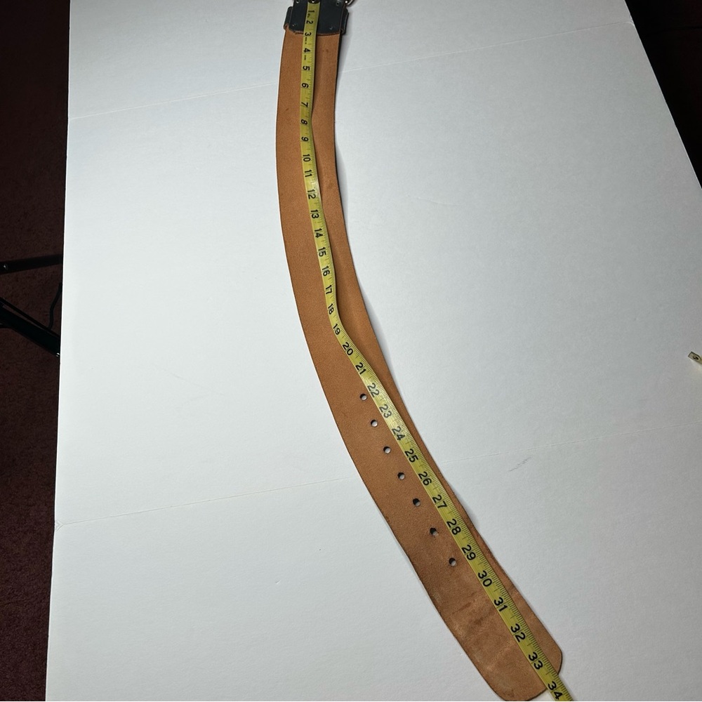 Vintage '84 Paris Statement Wide Belt Croute de Cuir Leather with Silver Buckle - Picture 14 of 17